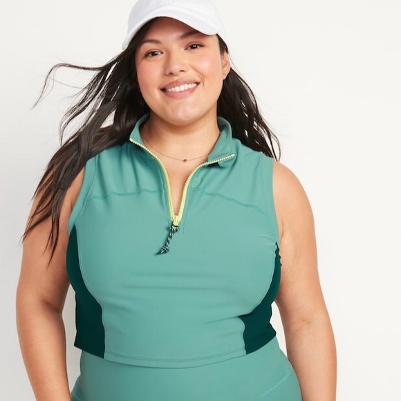 NWOT! English Ivy PowerSoft 1/2-Zip Sleeveless Cropped Top - TALL SIZES ONLY 💛 - Picture 6 of 8
